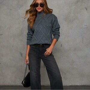 Vici Gray Sweater with Cable Knit Design NWT
